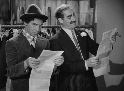 Chico Marx and Groucho Marx in A Night at the Opera, Sam Wood, Edmund Goulding	