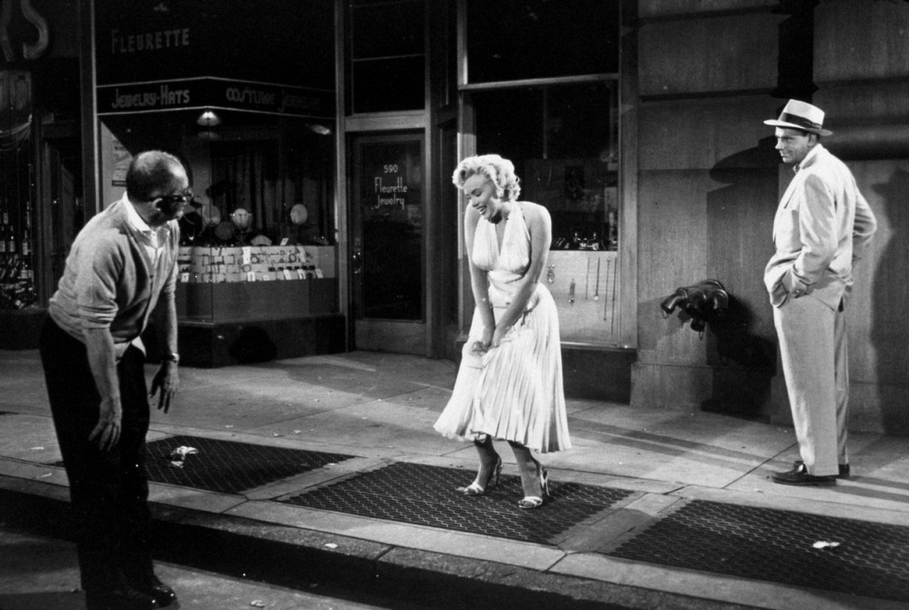 The Seven Year Itch Subway Scene, Marilyn Monroe, Billy Wilder, Tom Ewell behind the scenes