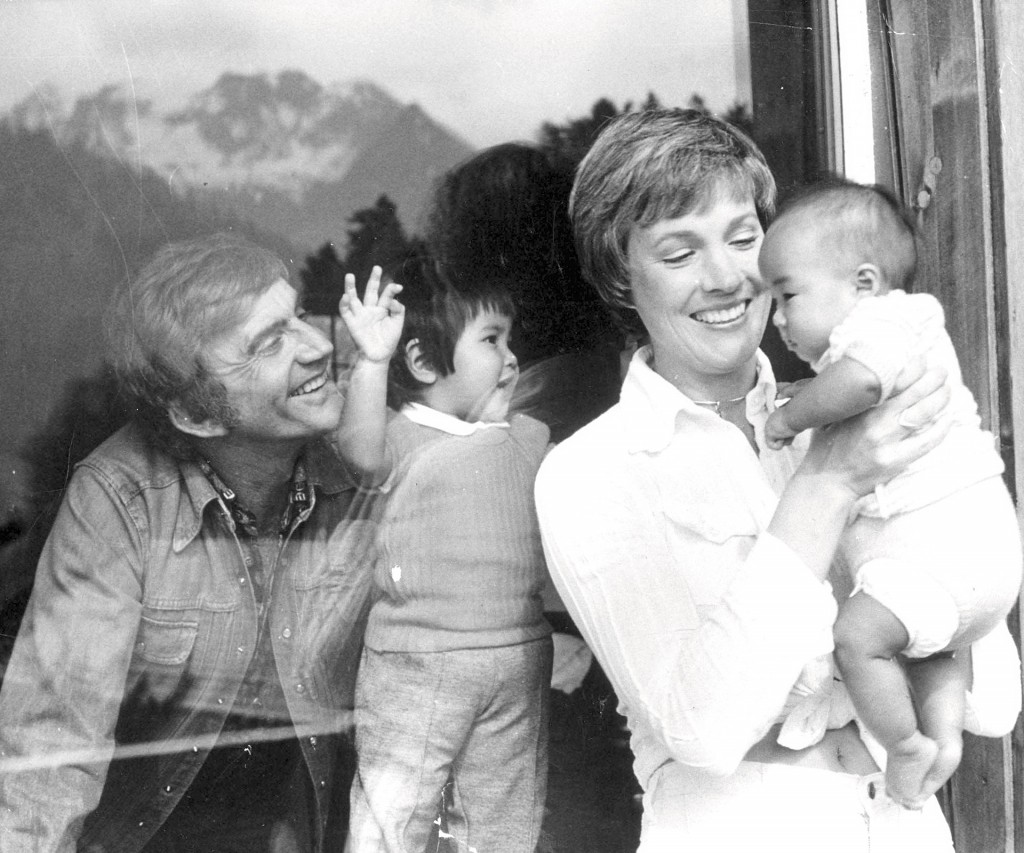 Julie Andrews and Blake Edwards and their adopted two infant girls, Amy and Joanna