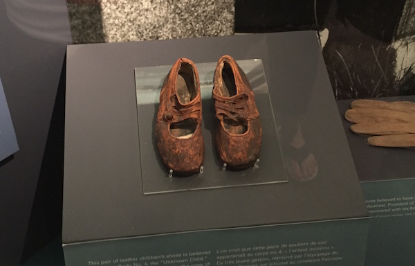 Titanic artifact - unknown pair of child's shoes - Pair of leather children’s shoes believed to be from Body No. 4, the "Unknown Child".