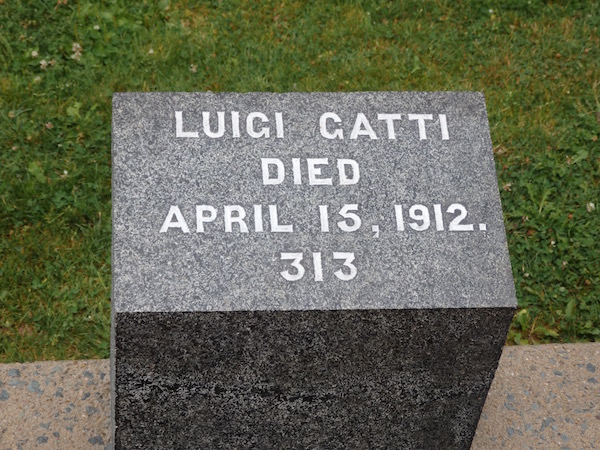 Luigi Gatti grave marker at Titanic gravesite in Fairview Cemetery in Halifax Nova Scotia