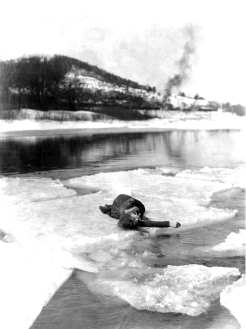 Lillian Gish on a frozen lake Way Down East (1920)
