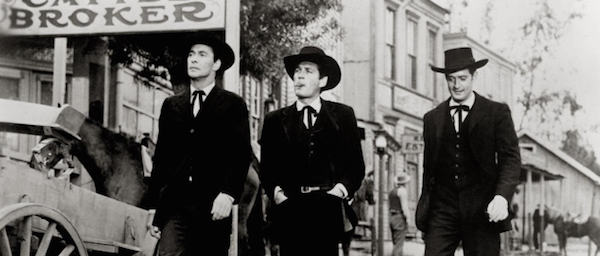 Barry Sullivan, Gene Barry and Richard Dix in Forty Guns (1957)