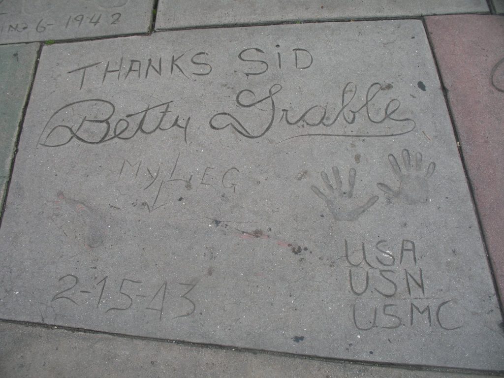 Betty Grable Grauman's Chinese Theatre handprints