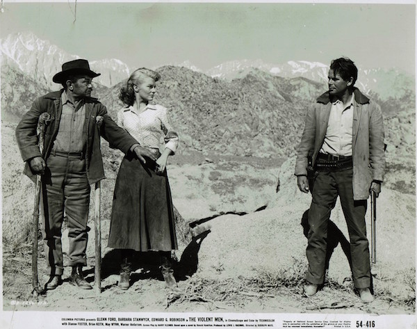 Glenn Ford, Barbara Stanwyck and Edward G. Robinson in The Violent Men (1955)